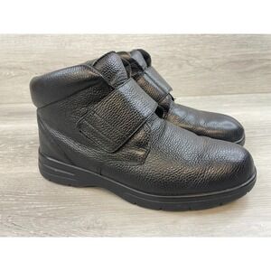 Drew Big Easy Boot Men's 9.5 Black Leather‎ Work Comfort Strap Orthotic Shoes